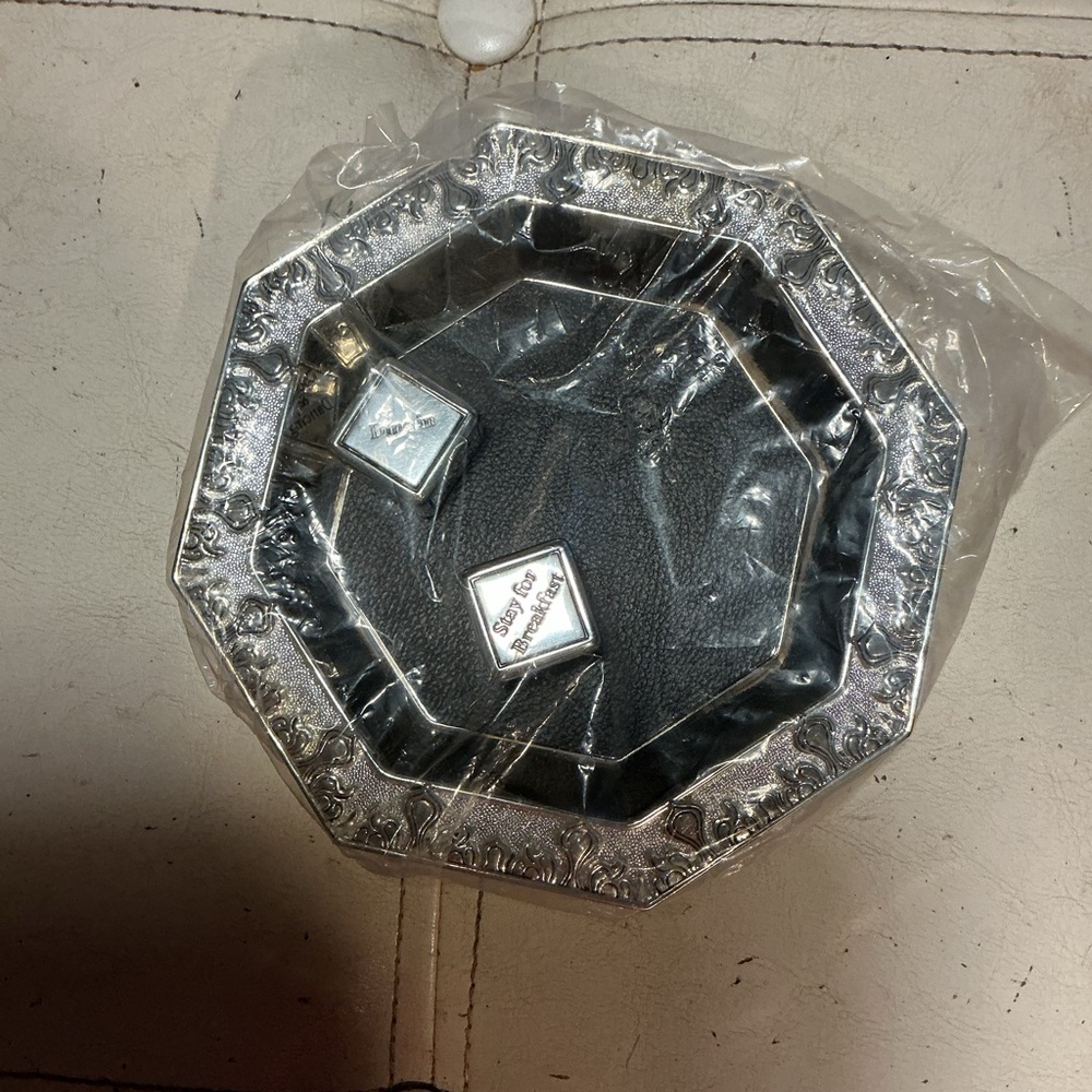 Octagonal Silver Decorative Trinket Dish